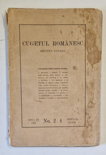 CUGETUL ROMANESC , REVISTA LUNARA , ANUL III , NR. 2-4 , APRILIE - IUNIE , 1924