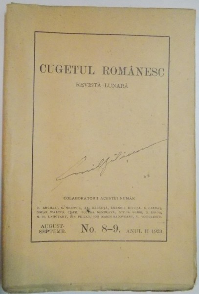 CUGETUL ROMANESC , REVISTA LUNARA , AUGUST-SEPTEMBRIE , NR.8-9 , ANUL II , 1923