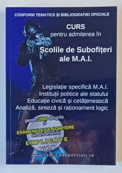 CURS PENTRU ADMITEREA IN SCOLILE DE SUBOFITERI ALE M.A.I. , LEGISLATIE SPECIFICA M.A.I. , INSTITUTII POLITICE ALE STATULUI , EDUCATIE CIVICA SI CETATENEASCA , ANALIZA , SINTEZA SI RATIONAMENT LOGIC , 2024