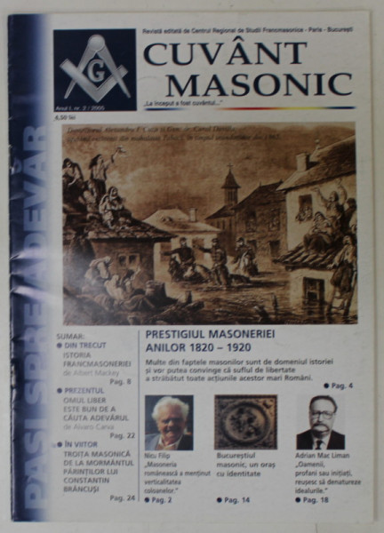 CUVANT MASONIC , REVISTA EDITATA DE CENTRUL REGIONAL DE STUDII FRANCMASONICE , PARIS - BUCURESTI , NR. 2 ,  2005