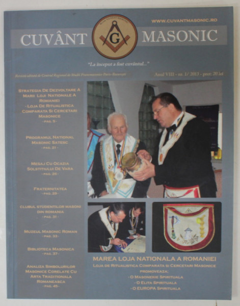 CUVANT MASONIC , REVISTA , NR. 1 , 2013