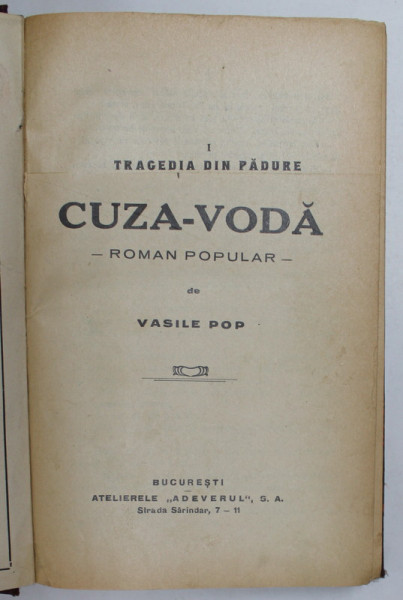 CUZA VODA, ROMAN POPULAR de VASILE POP