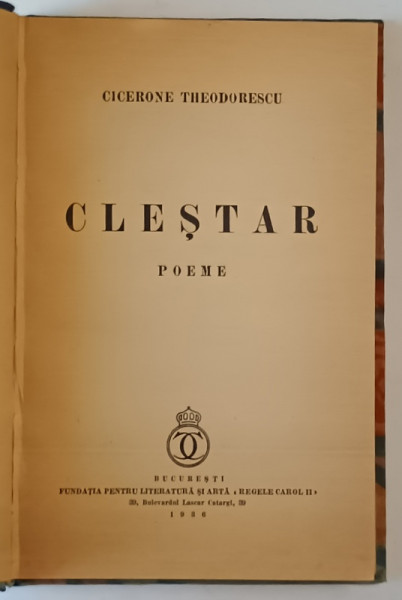 DEDICATIA  LUI CICERONE THEODORESCU PE VOLUMUL SAU ' POEME ' , 1936
