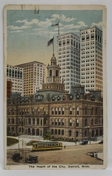 DETROIT , VEDERE DIN CENTRU , CARTE POSTALA ILUSTRATA , 1922