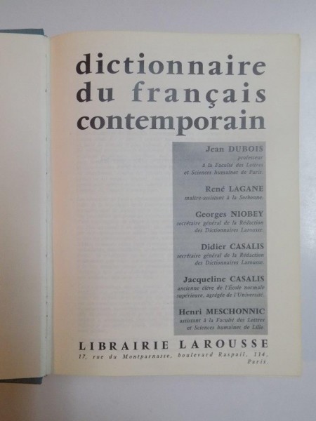 DICTIONNAIRE DU FRANCAIS CONTEMPORAIN , 1966