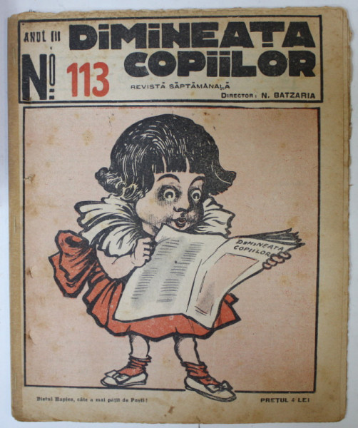 DIMINEATA COPIILOR , REVISTA SAPTAMANALA , nr. 113 ,  1926