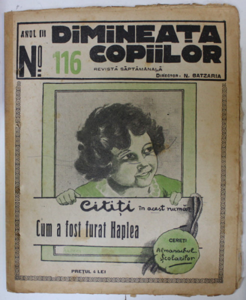 DIMINEATA COPIILOR , REVISTA SAPTAMANALA , NR. 116 , 1926