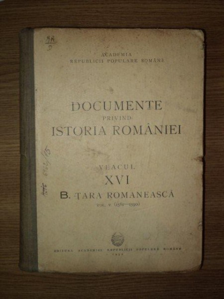 Documente Privind Istoria Romaniei Veacul Xvi Tara Romaneasca Vol V 1581 1590 Buc 1952 3098