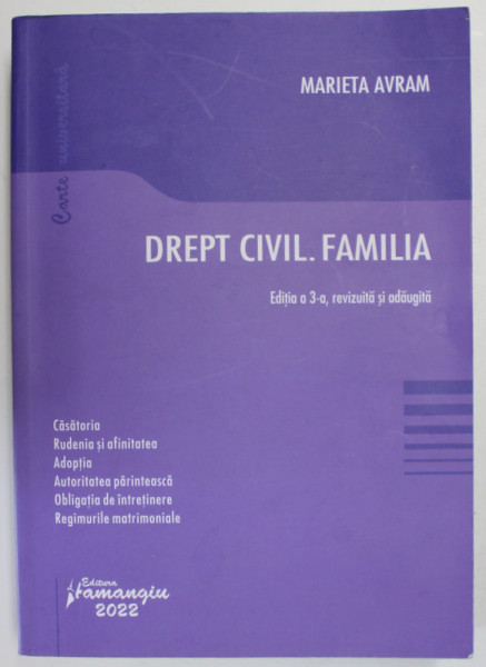 DREPT CIVIL . FAMILIA de MARIETA AVRAM , 2022