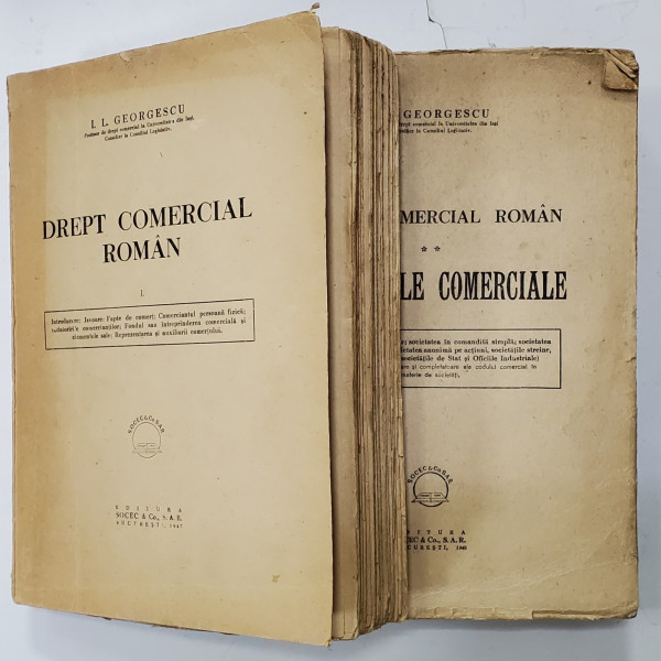 DREPT COMERCIAL ROMAN de I.L. GEORGESCU , VOLUMELE I - II , 1947 -1948