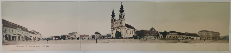 DUMBRAVENI , VEDERE PANORAMICA A ZONEI CENTRALE , CARTE POSTALA TRIPLA ,  DATATA  1909