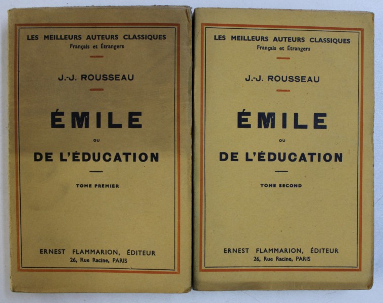 EMILE ou DE L ' EDUCATION par J. - J . ROUSSEAU , VOL. I - II , 1937