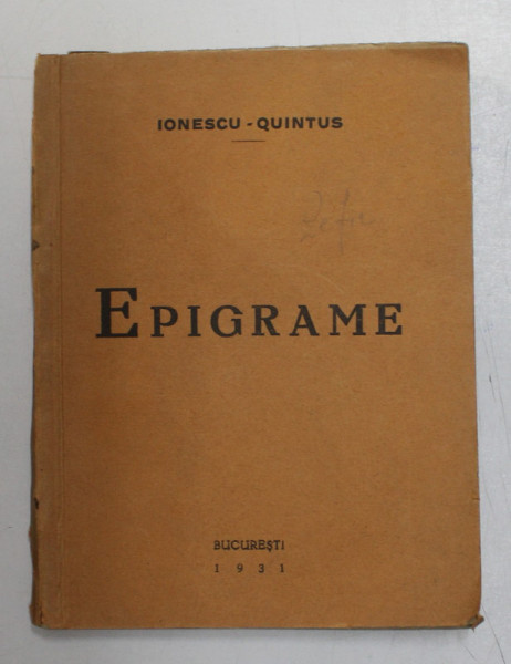 EPIGRAME de IONESCU-QUINTUS , 1931