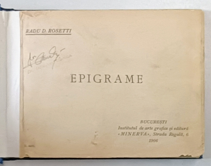 EPIGRAME de RADU D. ROSETTI, BUC. 1906