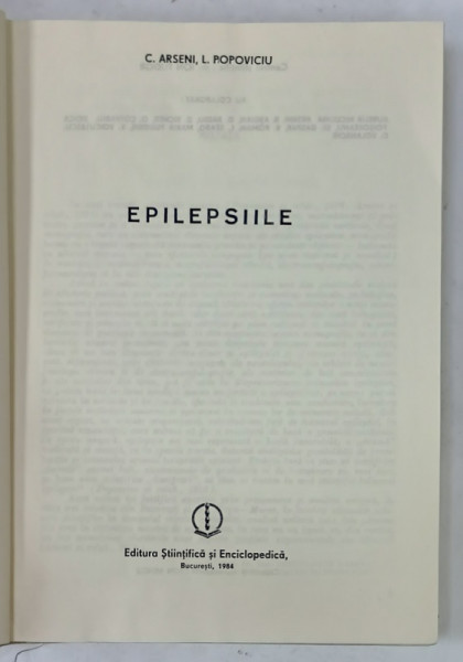 EPILEPSIILE de C. ARSENI si L. POPOVICIU , 1984