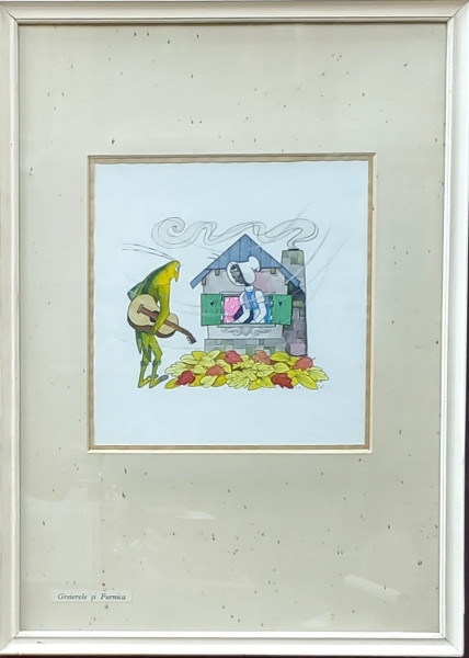 Eugen Taru (1913-1991) - Ilustratie la Fabula Greierele si Furnica de Lafontaine, 1980