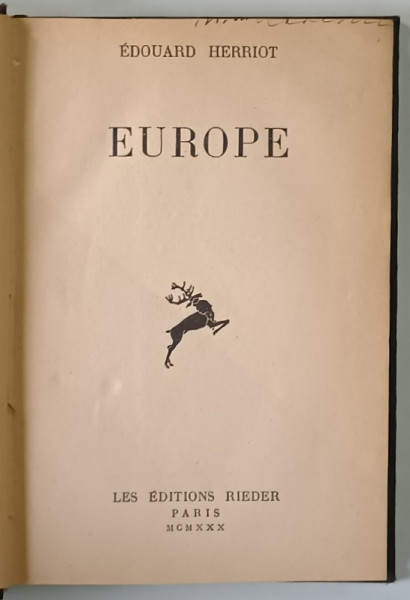 EUROPE par EDOUARD HERRIOT , 1930