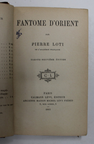 FANTOME D ' ORIENT par PIERRE LOTI , 1893