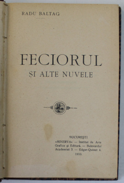 FECIORUL SI ALTE NUVELE de RADU  BALTAG , 1910