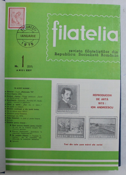 FILATELIA  - REVISTA FILATELISTILOR DIN REPUBLICA SOCIALISTA ROMANIA , COLEGAT DE 24 NUMERE , IANUARIE 1975 - DECEMBRIE 1976