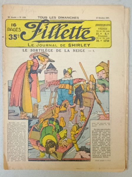 FILLETTE , LE JOURNAL DE SHIRLEY , REVISTA PENTRU COPII IN LIMBA FRANCEZA , 1937