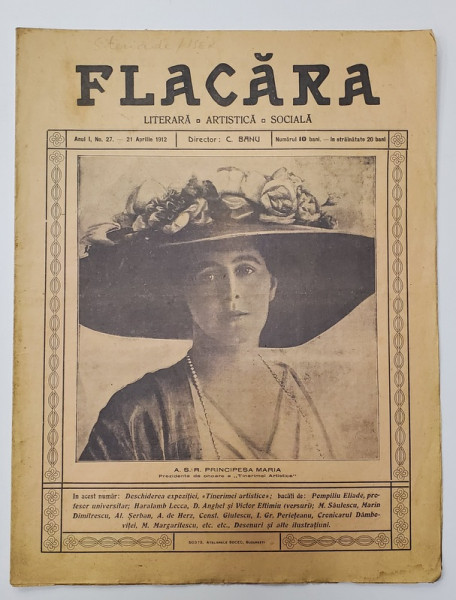 FLACARA  LITERARA , ARTISTICA , SOCIALA , REVISTA , ANUL I , NR. 27 , 21 APRILIE , 1912