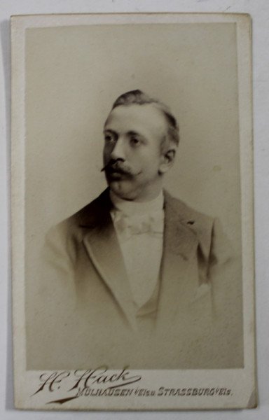 FOTOGRAF H. HACK , STRASSBURG , BARBAT CU PAPION , FOTOGRAFIE C.D.V. , CCA. 1900