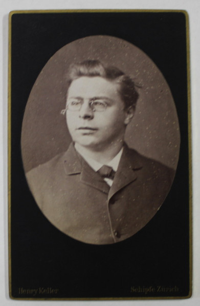 FOTOGRAF HENRY KELLER , ZURICH , TANAR CU OCHELARI , FOTOGRAFIE C.D.V . SFARSITUL SEC. XIX