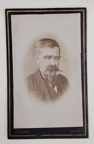 FOTOGRAF J. AMBRE , BACAU , DOMN CU BARBISON , FOTOGRAFIE TIP C.D.V. , SFARSITUL SEC. XIX