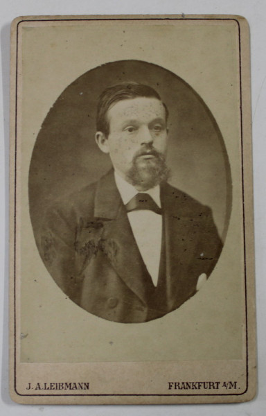 FOTOGRAF J.A. LEIBMANN FRANKFURT A/M , BARBAT CU BARBA , FOTOGRAFIE C.D.V. , SFARSITUL SEC. XIX