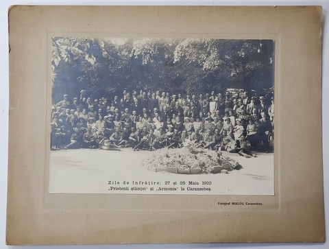FOTOGRAFIE DE GRUP , ASOCIATIILE '' PRIETENII STIINTEI '' si '' ARMONIA '' , CARANSEBES , 1923