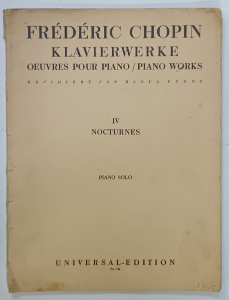 FREDERIC CHOPIN , KLAVIERWERKE , PIANO WORKS , IV. NOCTURNES , PIANO SOLO , PARTITURA