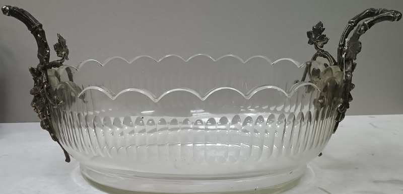 Fructiera din cristal cu doua anse, cca 1920