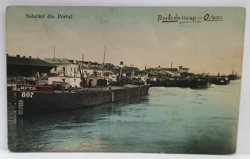 GALATI , VASE ANCORATE IN PORT , CARTE POSTALA ILUSTRATA , PERIOADA PRIMULUI RAZBOI MONDIAL