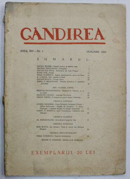 GANDIREA , NR. 1, IANUARIE , 1935