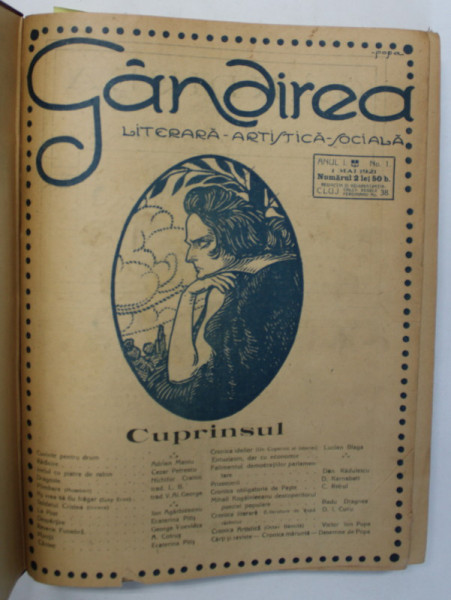 GANDIREA , REVISTA LITERARA - ARTISTICA - SOCIALA , ANUL I ( NUMERELE 1-23 )  si ANUL  II ( NUMERELE 1- 5 )  , COLEGAT , 1921 -1922