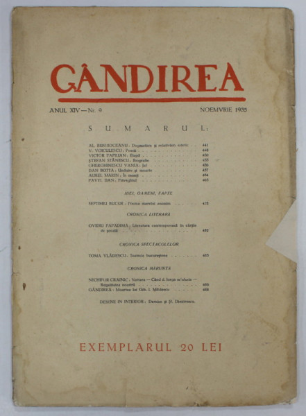 GANDIREA , REVISTA , NR. 9, NOIEMBRIE , 1935