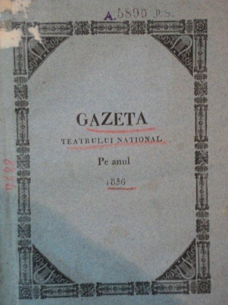 GAZETA TEATRULUI NATIONAL PE ANUL 1836