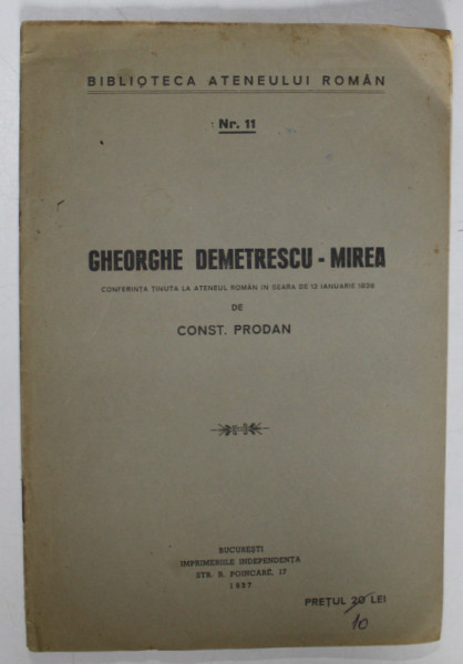 GHEORGHE DEMETRESCU - MIREA de CONST. PRODAN , 1937