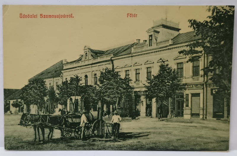 GHERLA , ZONA CENTRULUI , CU LOCUINTE SI MAGAZINE LA PARTER , CARTE POSTALA , CCA. 1900