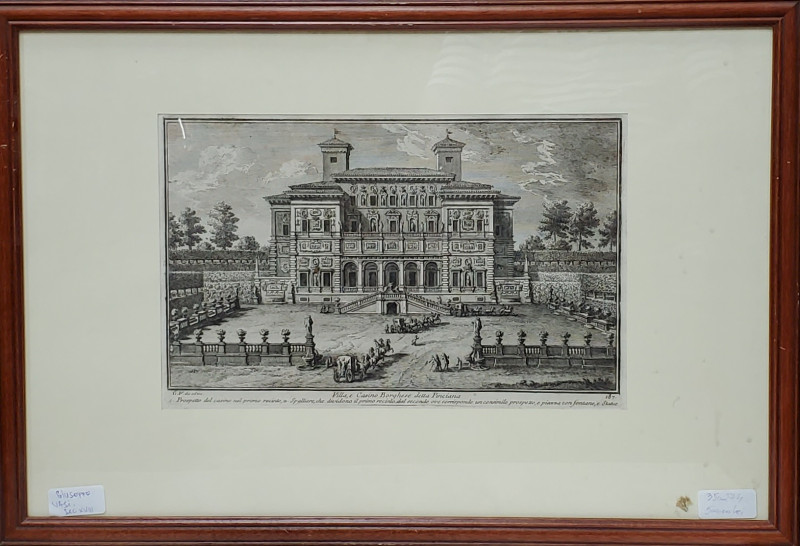Giuseppe Vassi (1710-1782) - Villa e Casino Borghese detta Pinciana, Gravura Secol 18