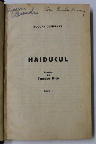 HAIDUCUL de BUCURA DUMBRAVA ,  1911