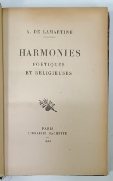 HARMONIES POETIQUES ET RELIGIEUSES par A. DE LAMARTINE , 1920