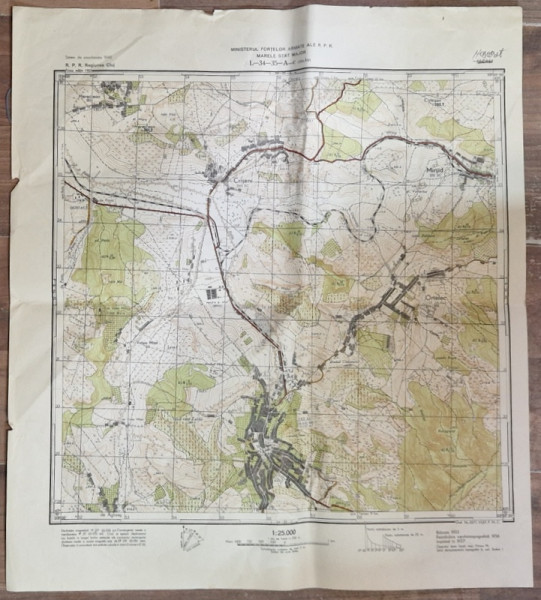 HARTA MILITARA A REGIUNII ZALAU , 1957 SCARA 1 : 25.000