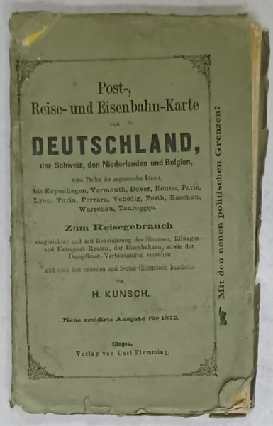 HARTA  POSTEI, DRUMURILOR  SI CAILOR  FERATE ALE GERMANIEI , ELVETIEI , OLANDEI SI BELGIEI  , TEXT IN LIMBA GERMANA  , 1872