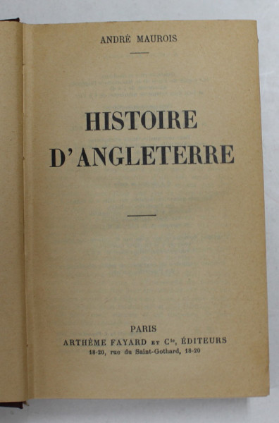 HISTOIRE D'ANGLETERRE de ANDRE MAUROIS