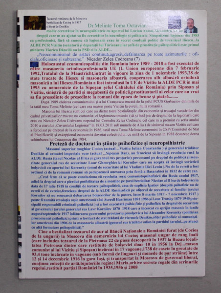 HOLOCAUSTUL ECONOMICOPOLITIC DIN ROMANIA INTRE 1989 - 2018 de MELINTE TOMA OCTAVIAN , APARUTA 2018