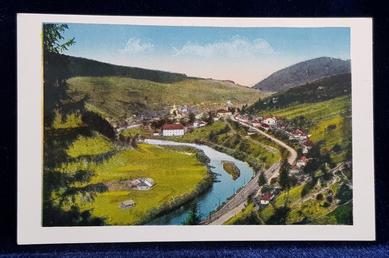 IACOBENI , VEDERE GENERALA CU BISTRITA , CARTE POSTALA ILUSRTRATA , INTERBELICA