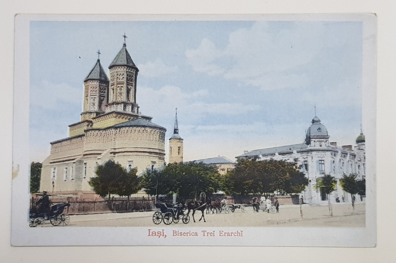 IASI - BISERICA TREI IERARHI , CARTE POSTALA ILUSTRATA , 1918