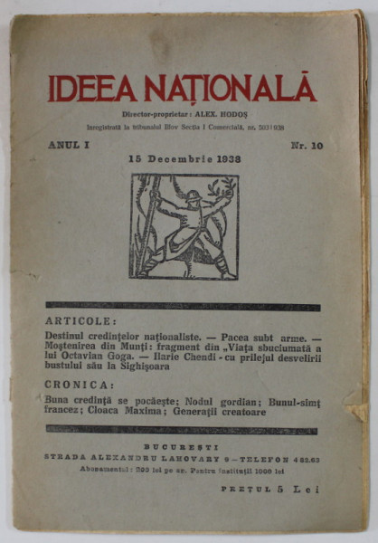 IDEEA NATIONALA , ANUL I , NR. 10 , 15 DEC. 1938